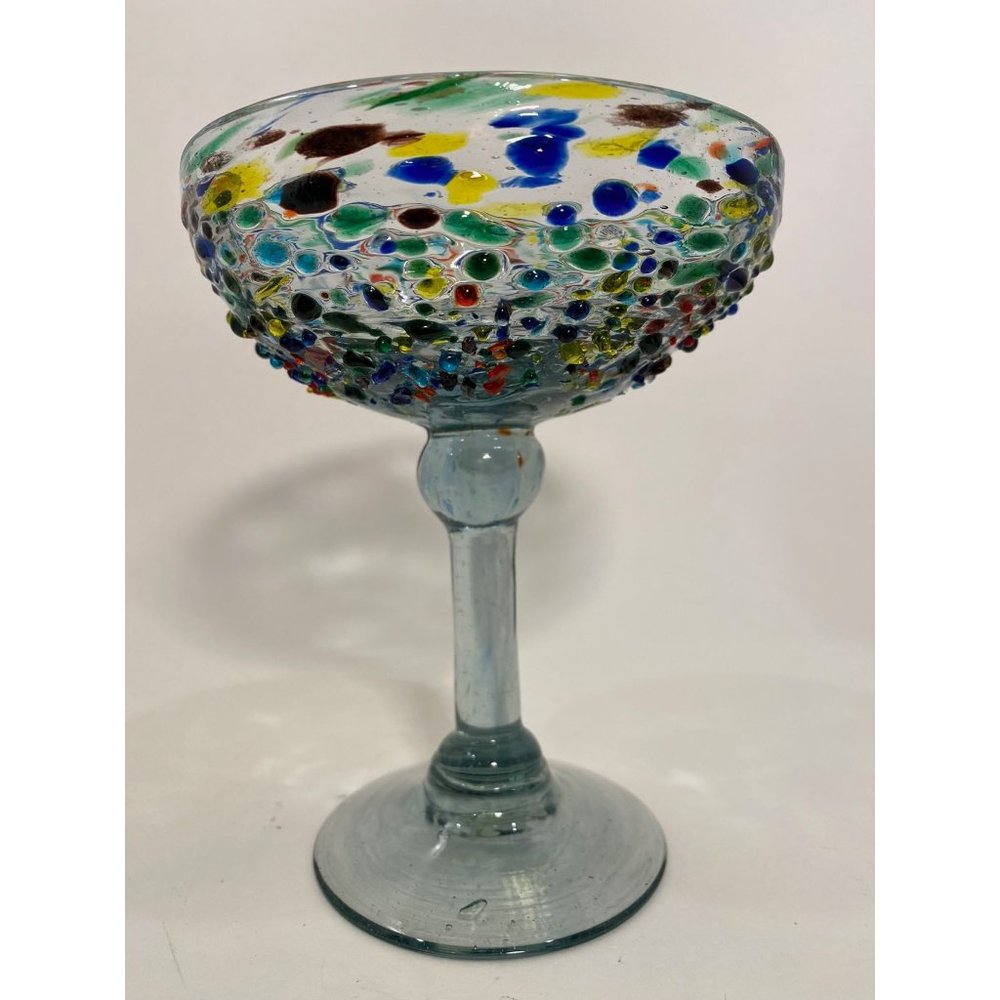 1 Hand Blown Mexican Margarita Glass; Pebbled Confetti /Replacement